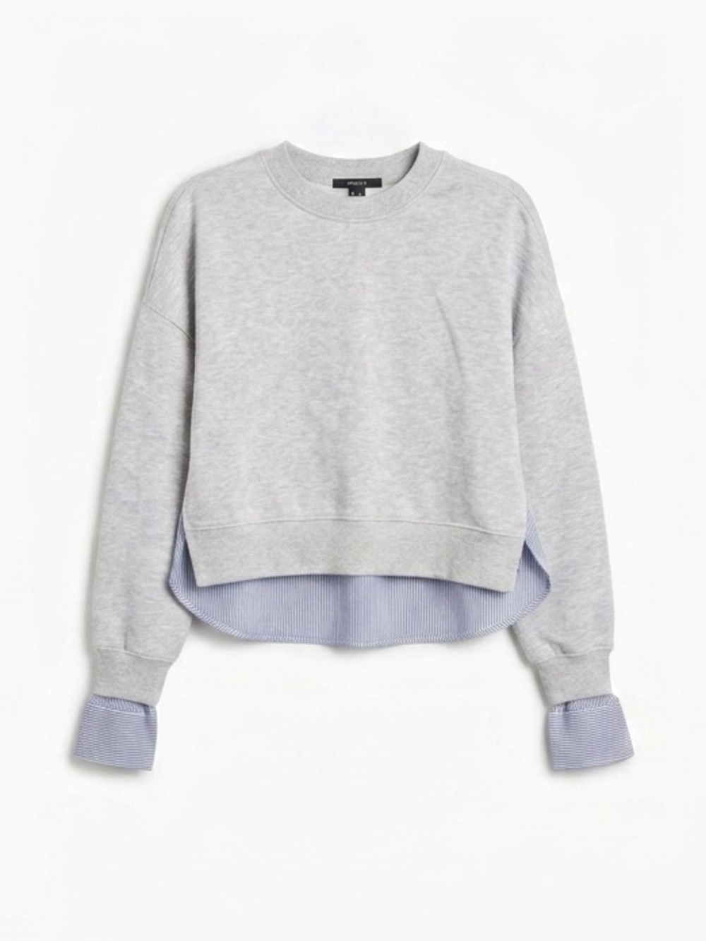 Forever 21 Gray Sweatshirt with Blue Striped Shirt-Hem Detail